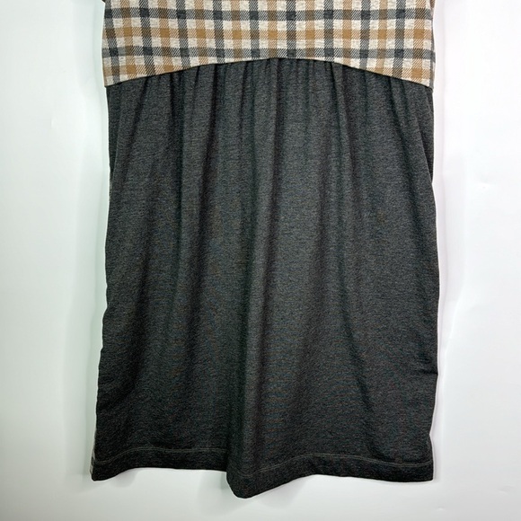 J.Jill Brown Gray Plaid Short Sleeve Shift Dress Size Large Tall - Picture 7 of 10
